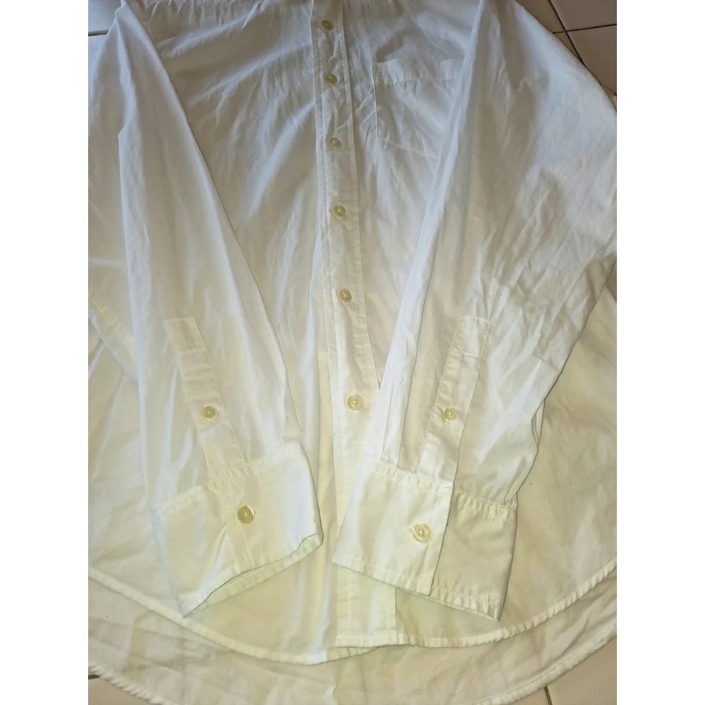 GAP white collared long sleeve button up shirt classic fit size medium blouse - Picture 6 of 14